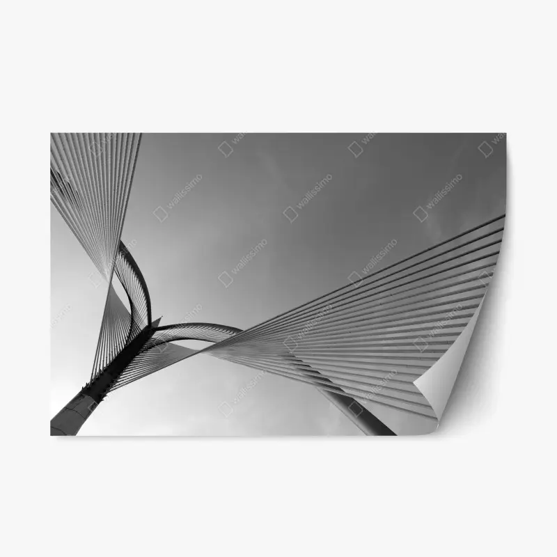 Repositionierbarer Aufkleber monochrome brücke mit geometrischen linien