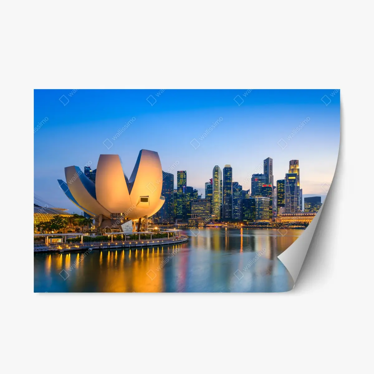 Repositionierbarer Aufkleber Singapur skyline bei dämmerung – Pixers®