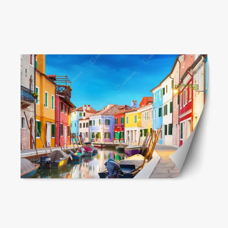 Repositionierbarer Aufkleber bunte häuser in Burano, Venedig