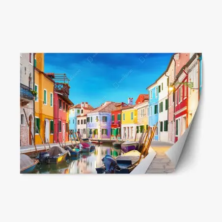 Repositionierbarer Aufkleber bunte häuser in Burano, Venedig – Pixers®