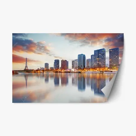 Repositionierbarer Aufkleber Paris skyline bei sonnenuntergang mit Eiffelturm – Pixers®