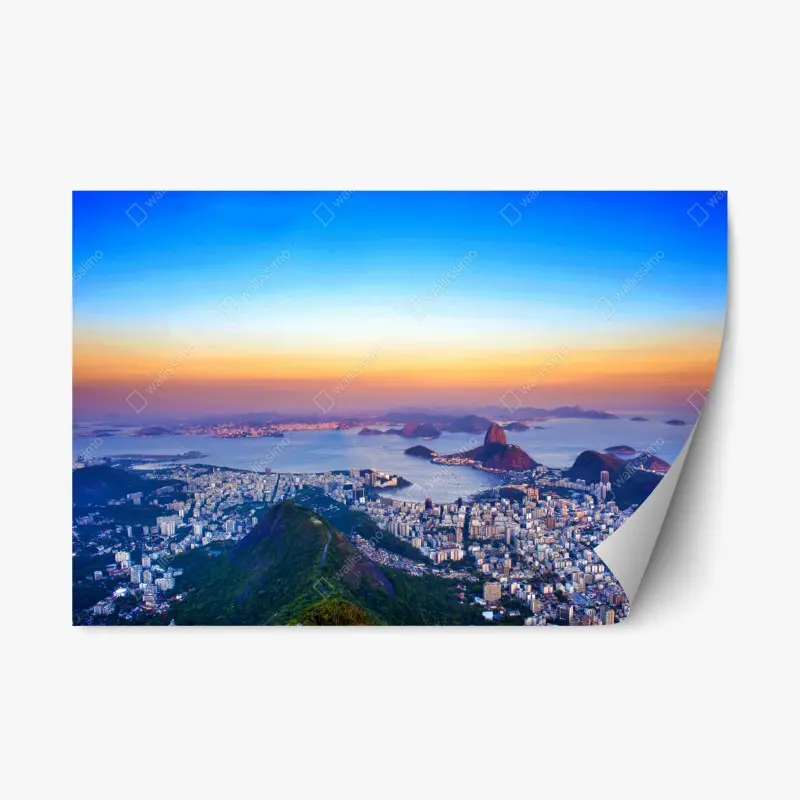 Repositionierbarer Aufkleber panorama von Rio de Janeiro bei sonnenuntergang