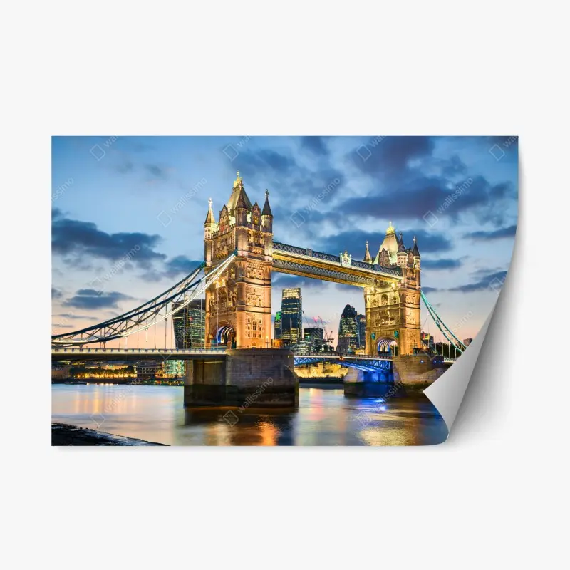 Repositionierbarer Aufkleber Tower Bridge bei dämmerung, London skyline