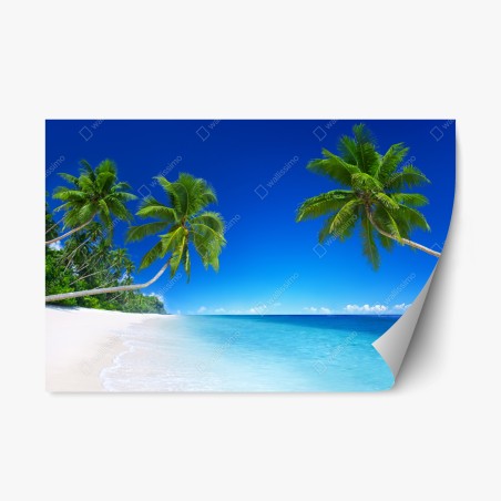 Repositionierbarer Aufkleber tropischer strand mit palmen – Pixers®