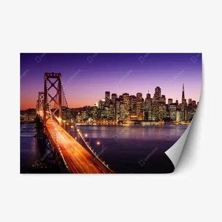 Repositionierbarer Aufkleber San Francisco skyline bei sonnenuntergang – Pixers®