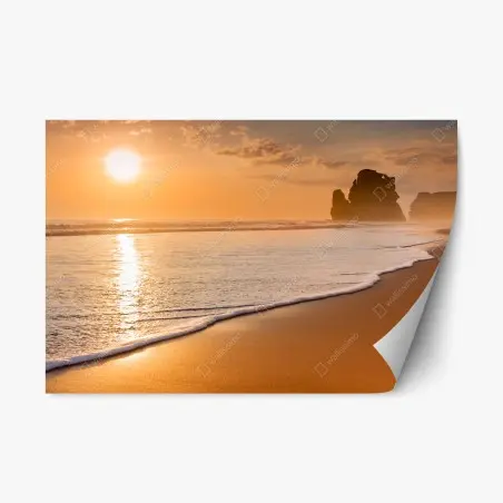 Repositionierbarer Aufkleber goldener sonnenuntergang am strand – Pixers®