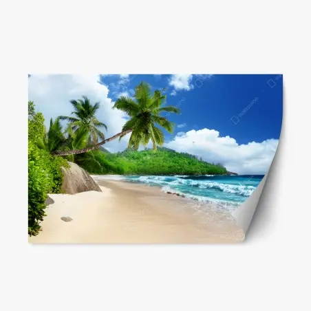 Repositionierbarer Aufkleber ruhiger tropischer strand auf Mahe, Seychellen – Pixers®