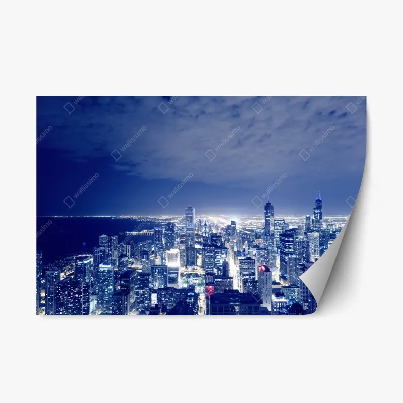 Repositionierbarer Aufkleber Chicago nächtliche skyline panorama