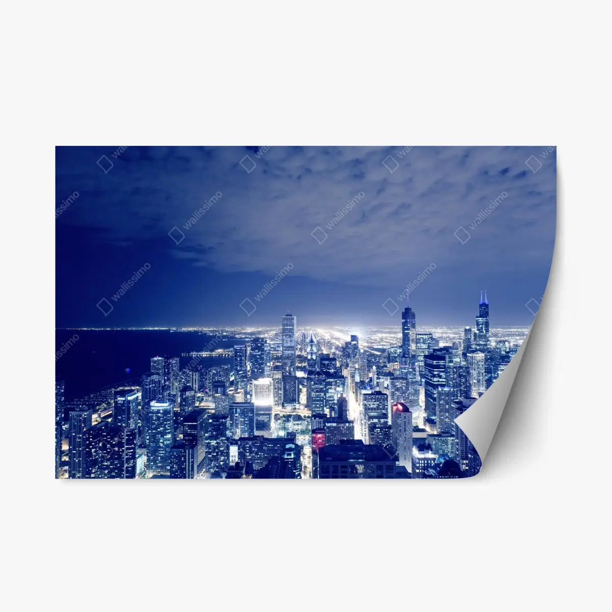 Repositionierbarer Aufkleber Chicago nächtliche skyline panorama – Pixers®