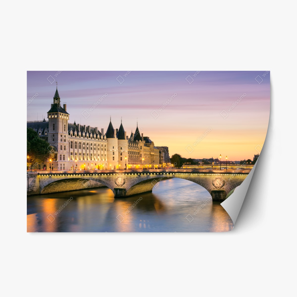 Repositionierbarer Aufkleber Paris sonnenuntergang über der historischen brücke – Pixers®