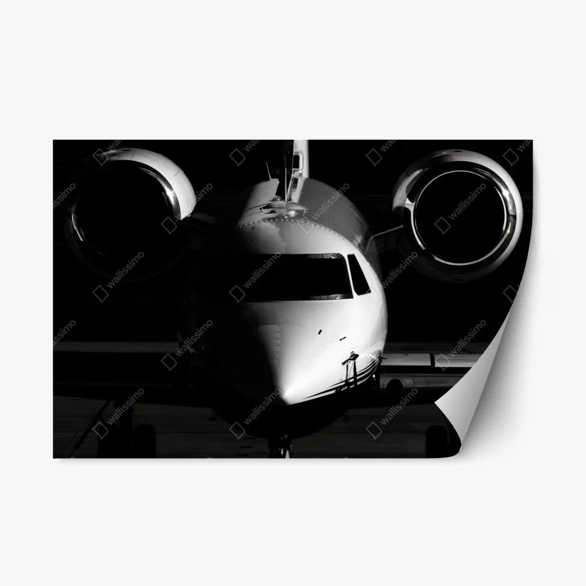Repositionierbarer Aufkleber monochrome frontalansicht eines privatjets – Pixers®
