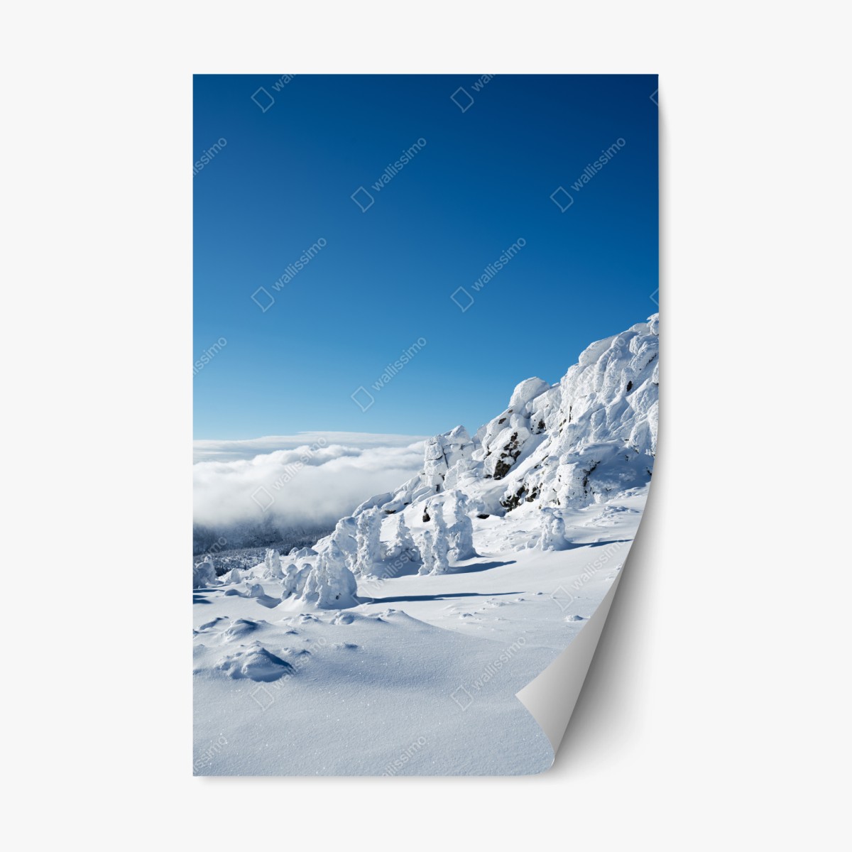 Repositionierbarer Aufkleber ruhige verschneite berglandschaft – Pixers®
