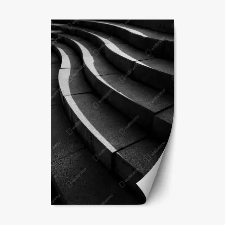 Repositionierbarer Aufkleber geschwungene betontreppe im schatten – Pixers®
