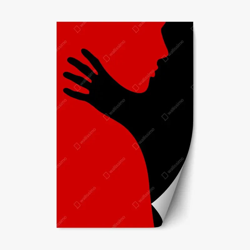 Repositionierbarer Aufkleber kräftige rot-schwarze silhouette