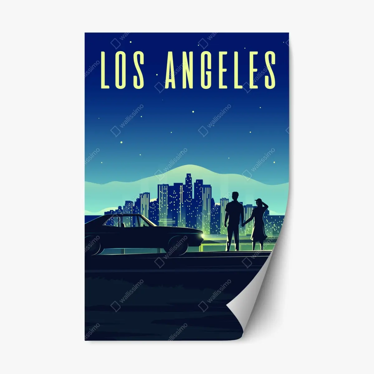 Repositionierbarer Aufkleber Los Angeles nächtliche skyline – Pixers®