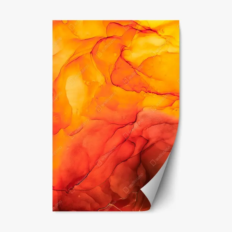 Repositionierbarer Aufkleber lebendige orange abstrakte alkoholkunst