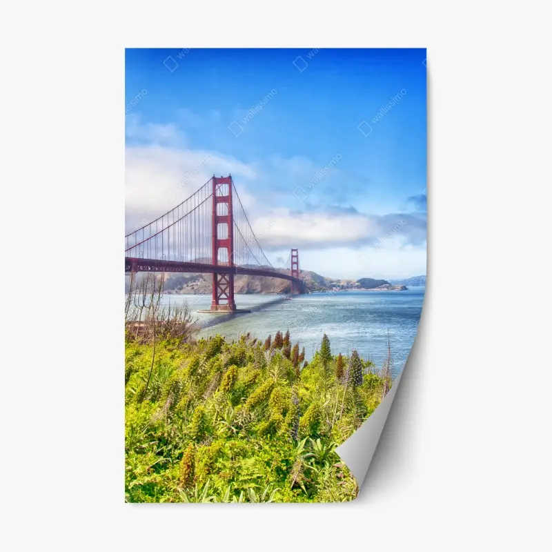 Repositionierbarer Aufkleber Golden Gate über der Bucht von San Francisco
