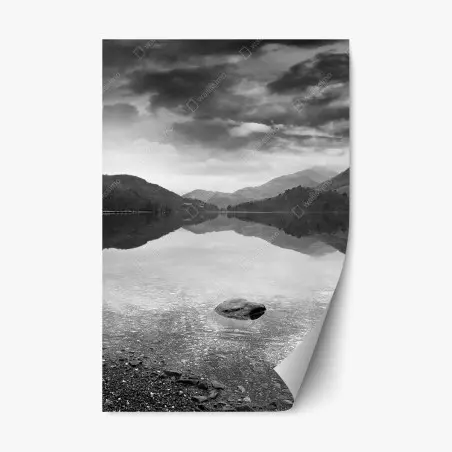 Repositionierbarer Aufkleber ruhiger bergsee mit spiegelung – Pixers®
