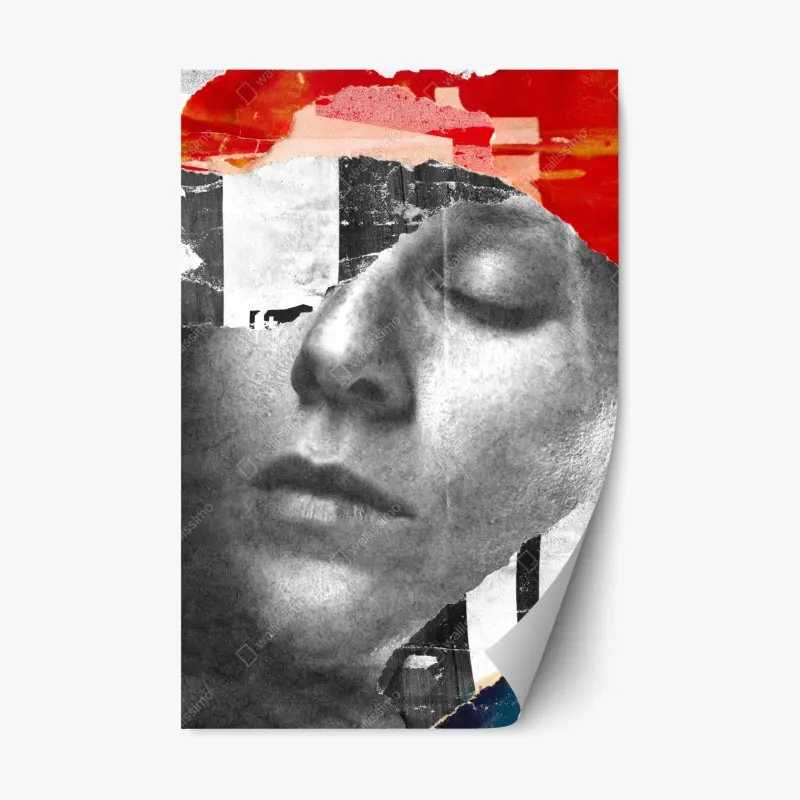 Repositionierbarer Aufkleber zerrissene porträt-collage