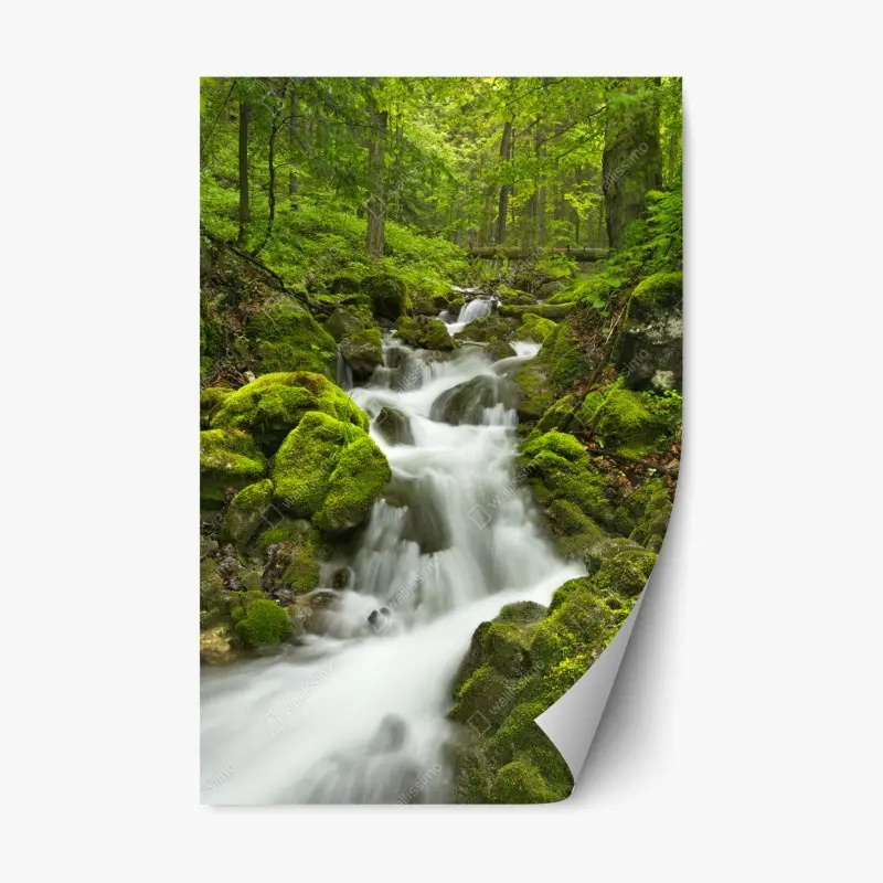 Repositionierbarer Aufkleber moosiger wasserfall