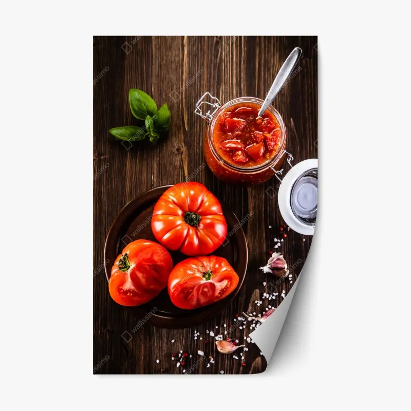 Repositionierbarer Aufkleber frische tomaten und hausgemachte tomatensauce