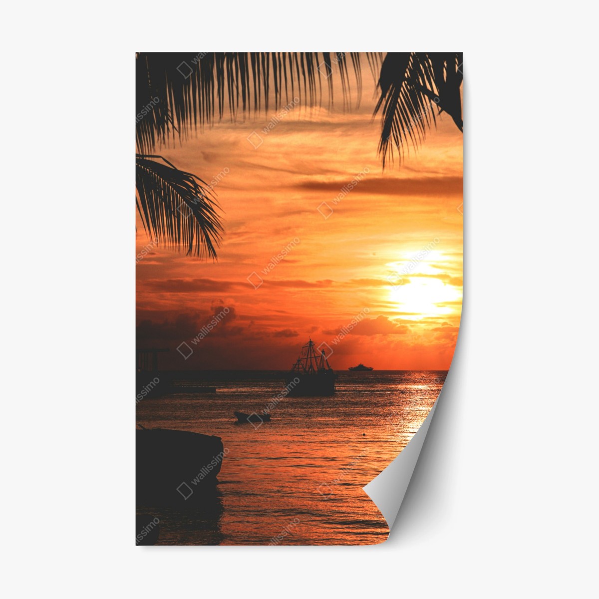 Repositionierbarer Aufkleber tropischer sonnenuntergang am meer – Pixers®
