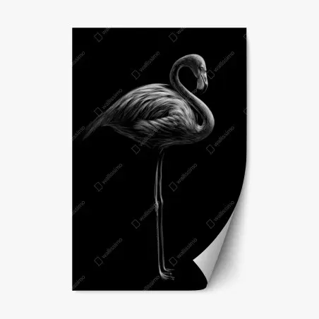 Repositionierbarer Aufkleber graustufen-flamingo-silhouette – Pixers®