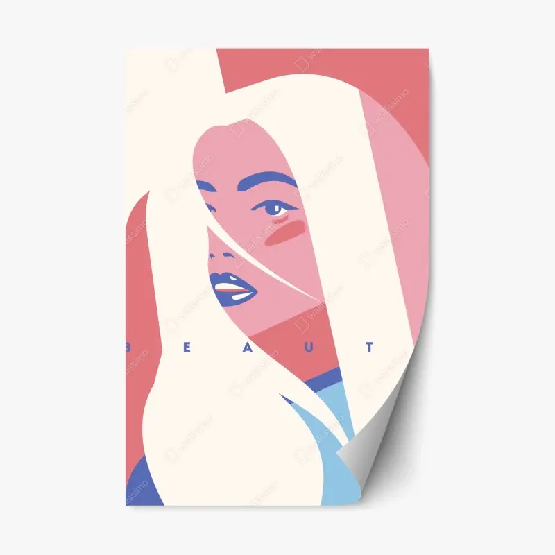 Repositionierbarer Aufkleber pastell pop-art porträt der schönheit