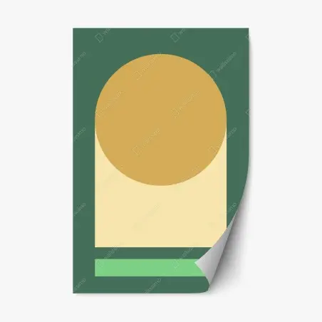 Repositionierbarer Aufkleber goldene sonne über geometrischem block – Pixers®