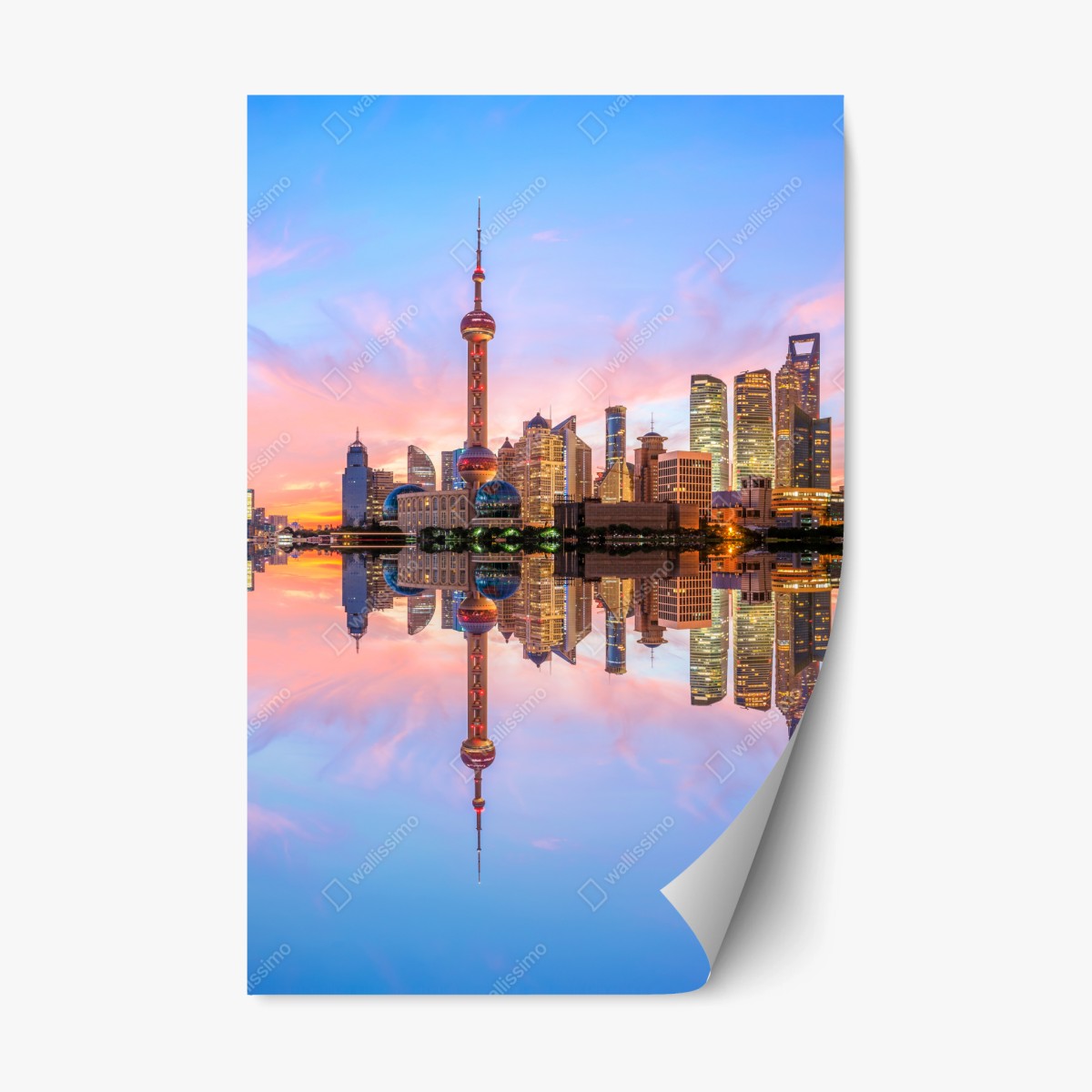 Repositionierbarer Aufkleber Shanghai skyline bei sonnenaufgang – Pixers®
