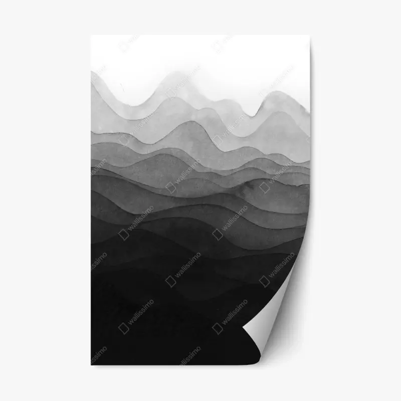 Repositionierbarer Aufkleber monochrome geschichtete berge