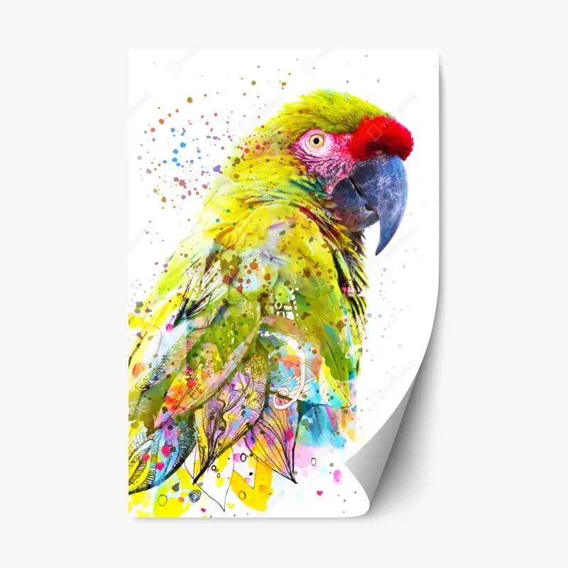 Repositionierbarer Aufkleber lebhaftes aquarell-porträt eines papageis