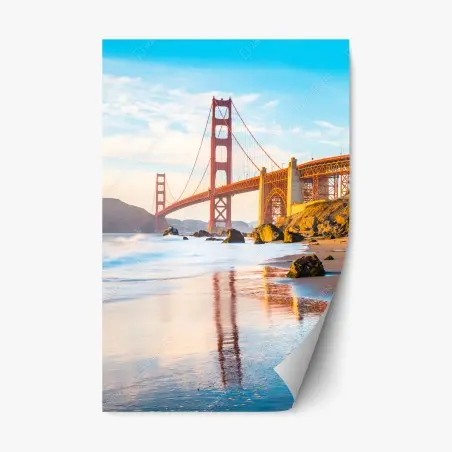 Repositionierbarer Aufkleber goldene stunde an der Golden Gate Bridge, Baker Beach – Pixers®