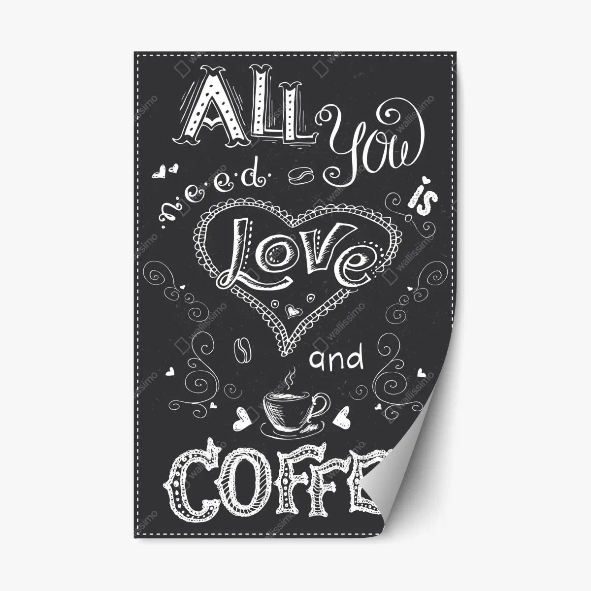 Repositionierbarer Aufkleber alles was du brauchst ist liebe und kaffee – Pixers®