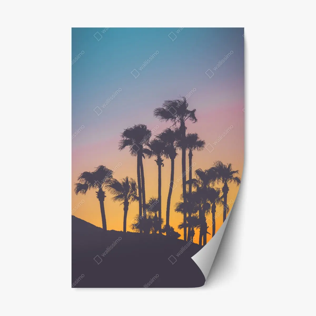 Repositionierbarer Aufkleber retro tropische palmen bei sonnenuntergang – Pixers®