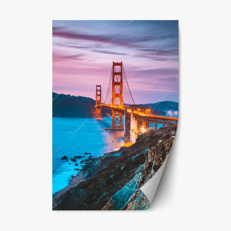 Repositionierbarer Aufkleber Golden Gate Bridge in der dämmerung, San Francisco