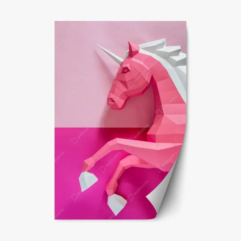 Repositionierbarer Aufkleber rosa geometrisches einhorn