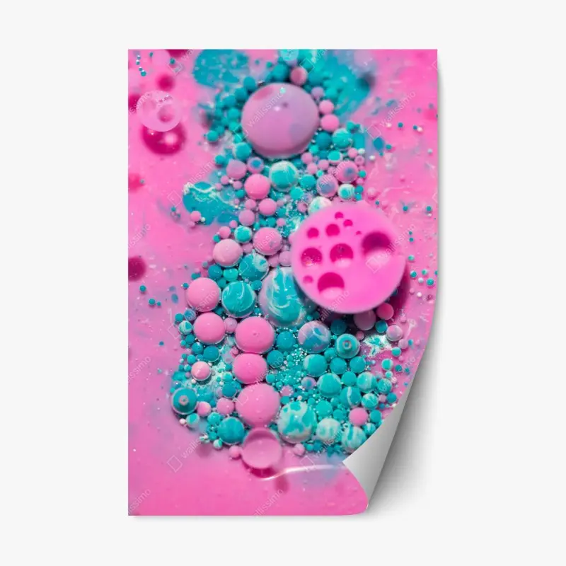 Repositionierbarer Aufkleber rosa und türkis marmor abstrakt