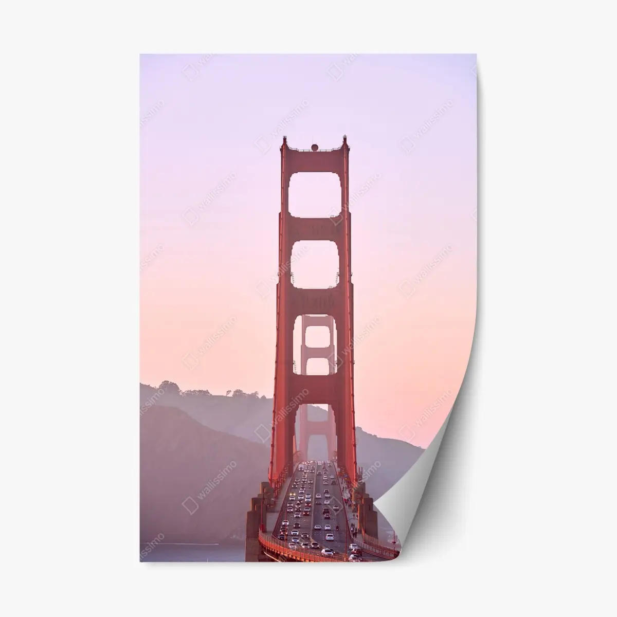 Repositionierbarer Aufkleber Golden Gate bei pastellfarbenem sonnenuntergang – Pixers®