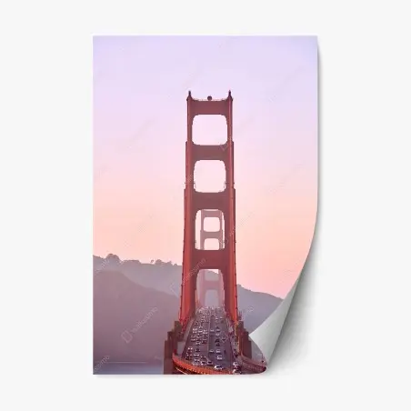 Repositionierbarer Aufkleber Golden Gate bei pastellfarbenem sonnenuntergang – Pixers®
