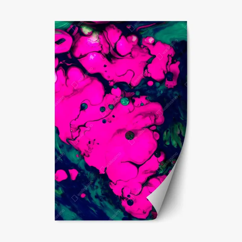 Repositionierbarer Aufkleber neonpink flüssige abstraktion