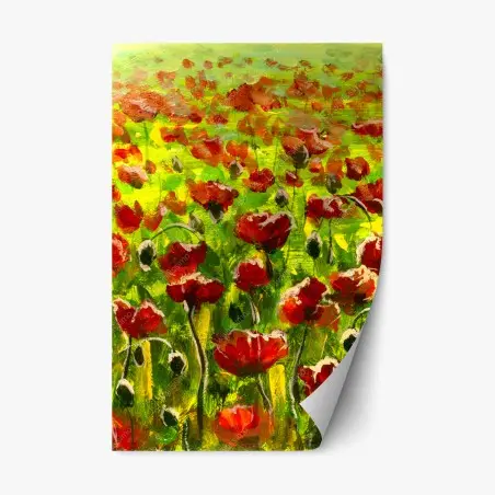 Repositionierbarer Aufkleber feld roter mohnblumen – Pixers®