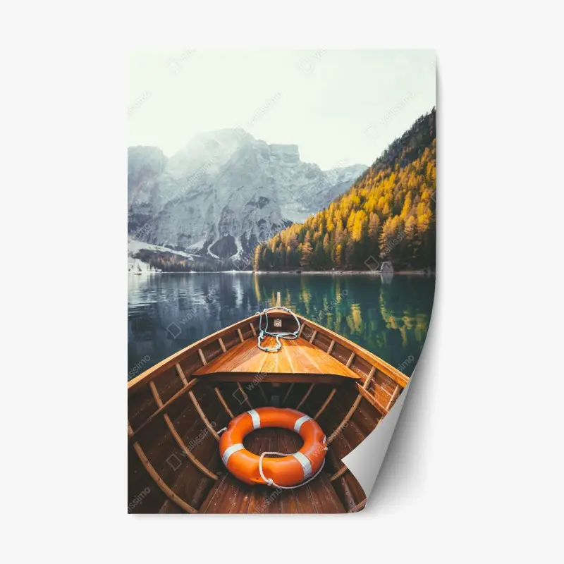 Repositionierbarer Aufkleber sonnenaufgang am Lago di Braies