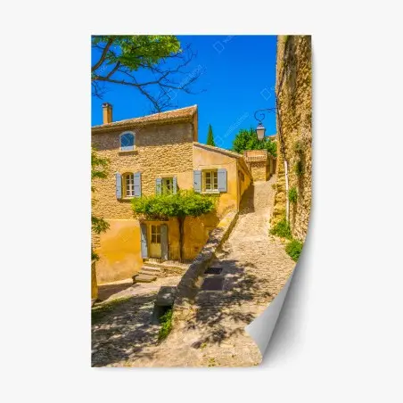 Repositionierbarer Aufkleber sonnige kopfsteinpflastergasse – Pixers®