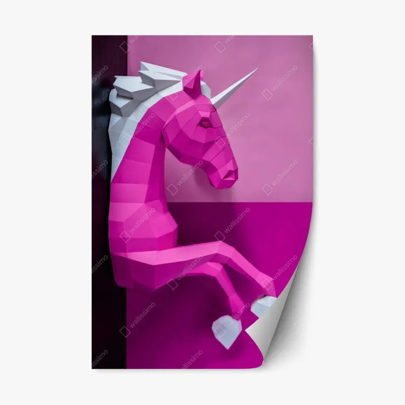Repositionierbarer Aufkleber rosa geometrisches einhorn wanddekoration