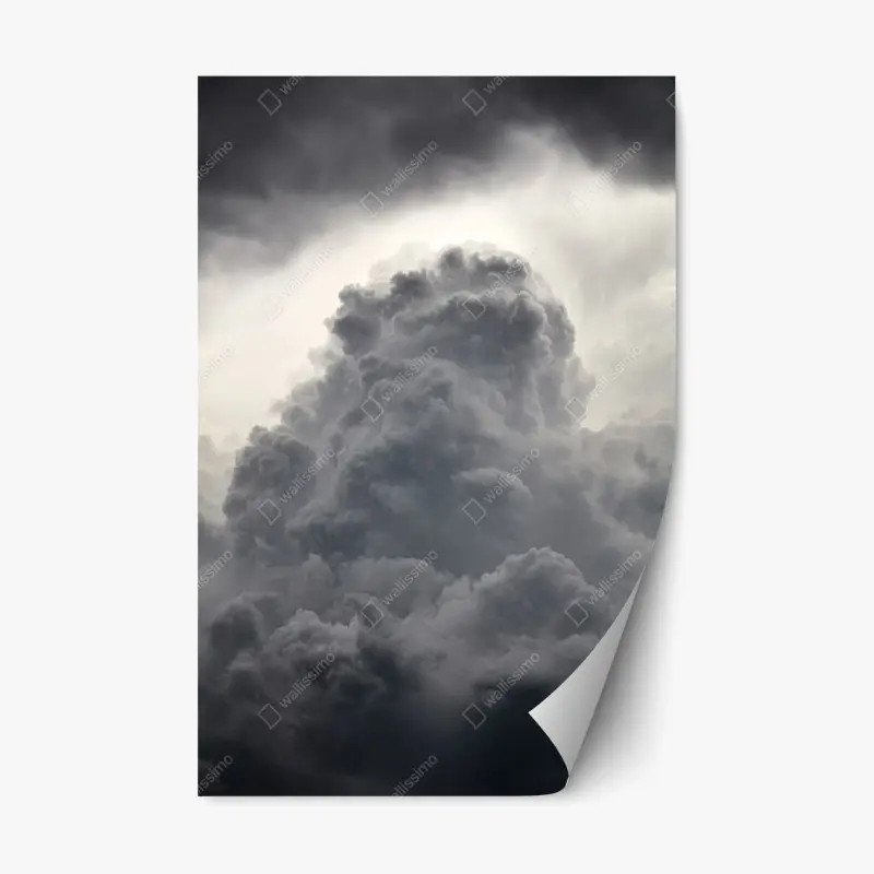 Repositionierbarer Aufkleber dramatische graue wolkenlandschaft