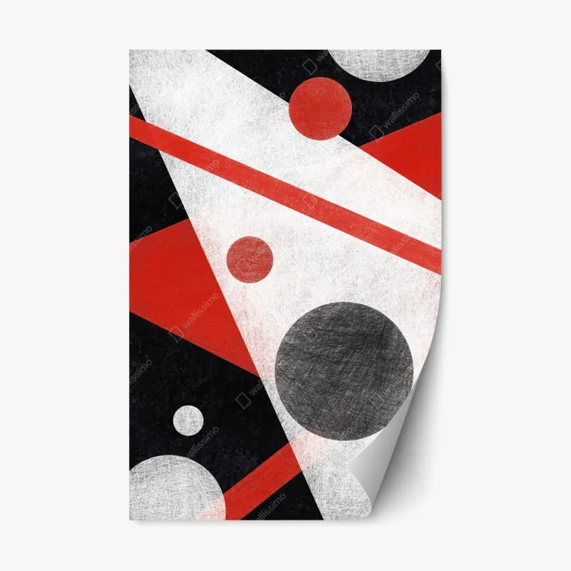 Repositionierbarer Aufkleber geometrische abstraktion in rot und schwarz