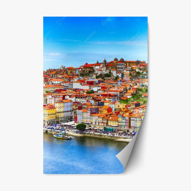 Repositionierbarer Aufkleber Porto buntes uferpanorama