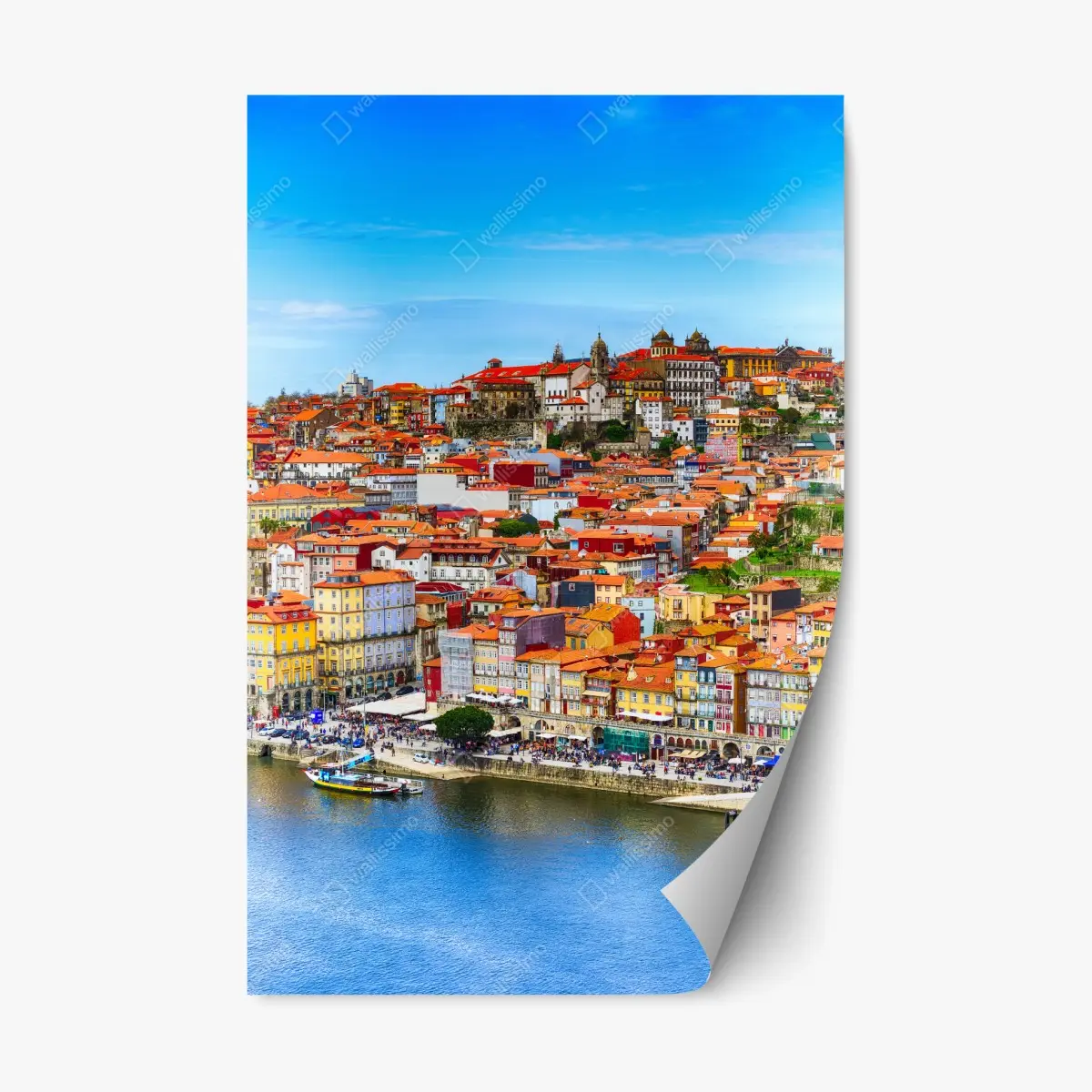 Repositionierbarer Aufkleber Porto buntes uferpanorama – Pixers®