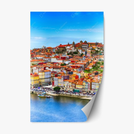 Repositionierbarer Aufkleber Porto buntes uferpanorama – Pixers®